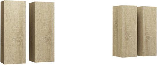 vidaXL TV-meubel & entertainment center, 4 stuks, 30,5x30x90 cm, bewerkt hout, sonoma eikenkleurig