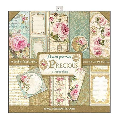 STAMPERIA SBBL24 Papierblok 10 vellen dubbelzijdig elegant cadeau, papier, meerkleurig, 30,5 x 30,5 cm