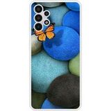 Samsung Galaxy A13 Papillon galet bleu Verstevigd hoesje met sublimatie bedrukking