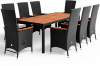 Casaria Tuinset Rio - Polyrattan 9 delig Verstelbaar Kussens - Zwart
