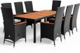 Casaria Tuinset Rio - Polyrattan 9 delig Verstelbaar Kussens - Zwart