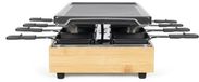 LIVOO Raclette grill voor 8 personen DOC336, 42x23 cm, met instelbare thermostaat, bamboe afwerking, inclusief 8 pannetjes en spatels