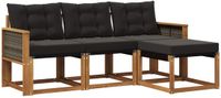 vidaXL Acacia Hout Loungeset 4-delig Naturel en Zwart