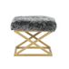 Atelier Del Sofa Stijlvolle poef met metalen frame, 50 cm breed, 42 cm hoogte, 40 cm diepte, 100% polyester babygezicht, elegant goud en grijs design, perfect voor moderne woonruimtes