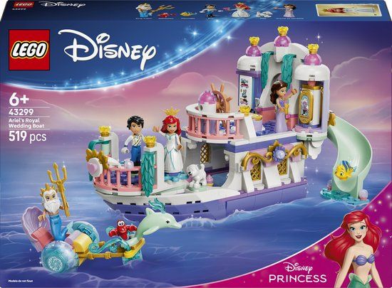 LEGO Disney Princess Ariëls Koninklijke Trouwboot Bouwpakket voor Kinderen met 7 Poppetjes 43299