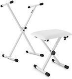 Gear4music Keyboardstandaard- en bankset, wit