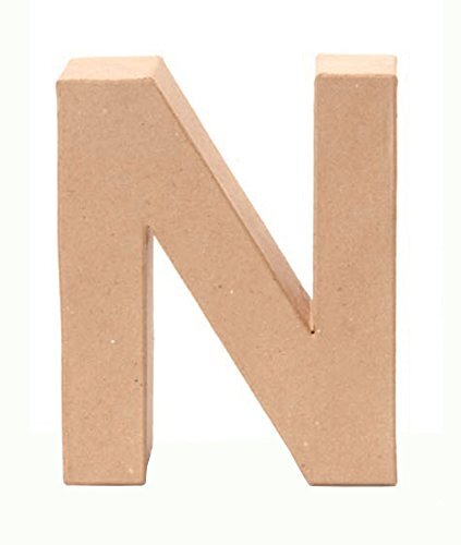 Glorex 6 2029 114 - Papp - letter N, letter van bruin karton, ca. 17,5 x 5,5 cm groot, om te beschilderen en te beplakken, voor servettechniek en decopatch, ideaal als decoratie