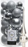 Decoris Kerstballen 31 stuks - Zilver - Kunststof - Mat/Glans/Glitter Mix