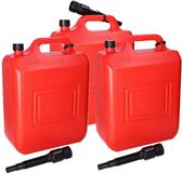 Benson Jerrycan / réservoir de stockage d'essence - 3x - 20 litres - rouge - plastique - avec bec verseur flexible