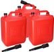 Benson Jerrycan / réservoir de stockage d'essence - 3x - 20 litres - rouge - plastique - avec bec verseur flexible