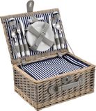 casa.pro Picknickmand voor 4 personen - Riet - Blauw en Wit
