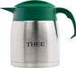 EasyClean Isoleerkan 1,2 liter RVS met opschrift THEE en groene kunststof dop en handgreep