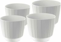 Prosperplast Carf Stripe plantenpotten - Wit - 4 stuks - Kunststof - Ø 13 & 17 cm