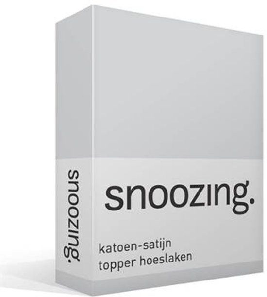 Snoozing Katoen-satijn Topper Hoeslaken - Lits-jumeaux (180x210 cm) - Grijs