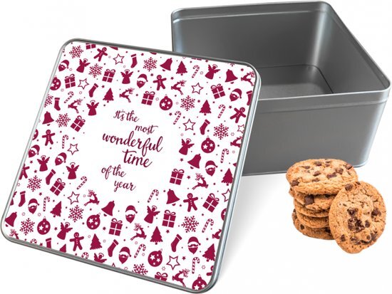 qMust Koektrommel Most Wonderful Time vierkant 20 x 20 x 10 cm Most Wonderful Time