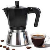 Romon Espressomachine voor inductie, elektrische espressokoker, roestvrij staal, geschikt voor alle soorten borden, 6 kopjes van aluminium voor thuis, kantoor, camping, zwart, 350 ml
