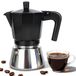 Romon Espressomachine voor inductie, elektrische espressokoker, roestvrij staal, geschikt voor alle soorten borden, 6 kopjes van aluminium voor thuis, kantoor, camping, zwart, 350 ml