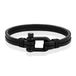 Mendes Dubbele Lederen Band - D-Shackle Noir-21cm