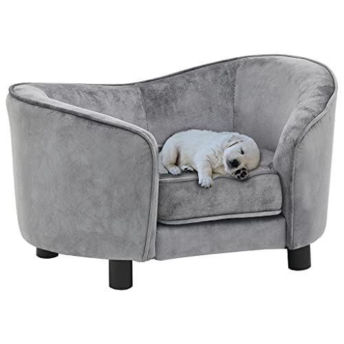 vidaXL Hondenbank Hondenmand Hondenbed Hondenmeubel Hond Bankje Pluche Grijs - 8719883404387