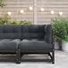 Mju9098 Canapé d'angle de jardin fauteuil relax canapé d'extérieur coussins anthracite bois de pin massif