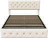 Lit rembourré - Cadre de lit double 160x200 cm - Lit avec mécanisme de levage - Revêtement en velours - Cadre en métal - Sans matelas - Beige