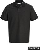 JACK&JONES JJEAUSTIN TWISTED POLO SS SN Heren Polo S Polyester/Katoen/Elastaan Zwart