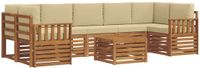 vidaXL - Canapé d'angle - 7 places - Naturel et beige - Bois d'acacia massif