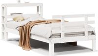 vidaXL Bedframe met hoofdbord massief grenenhout wit 75x190 cm