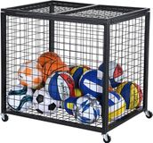 VEVOR Ballenwagen Rolwagen 850 x 675 x 825 mm Sportballen, Afsluitbare Basketbalkooi Ballenkooi, Sportuitrusting voor Binnen en Buiten, Oprolbare Stalen Opbergwagen voor Garages
