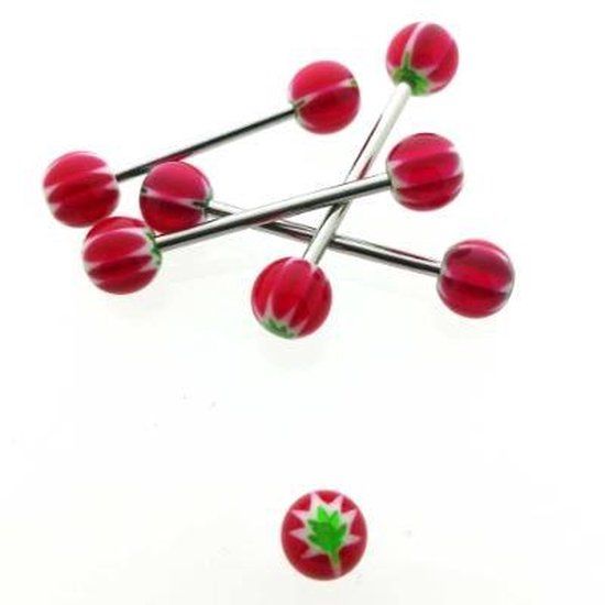 Tongpiercing acryl weedblad groen wit rood