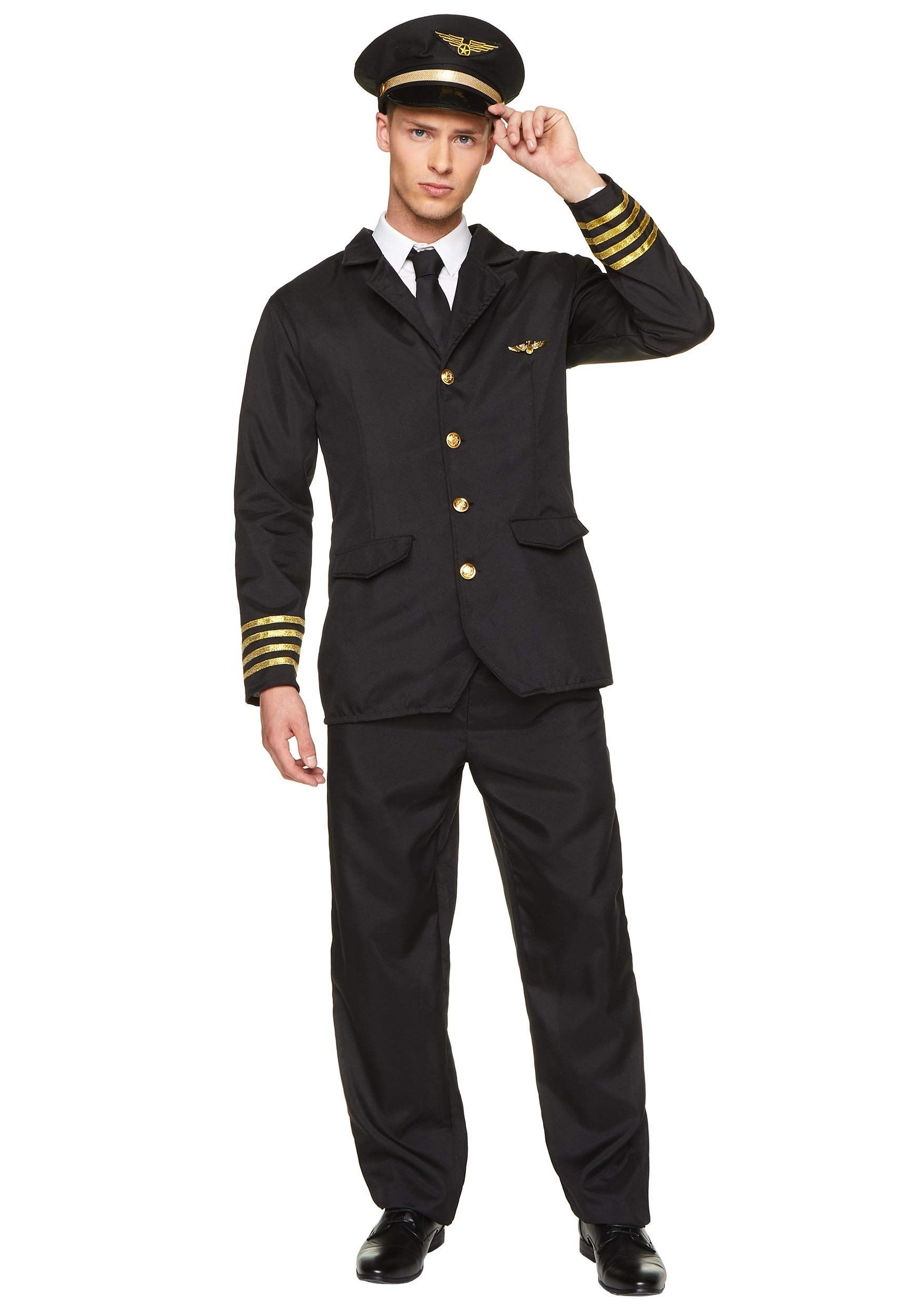 Karnival Costumes 82237 Man Airline Pilot Kostuum, Mannen, Zwart, Medium