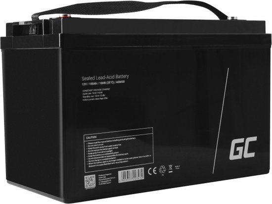 Green Cell Loodaccu 12 V 100 Ah AGM - 330x224x171mm - M5 - Cyclusbestendig - Onderhoudsvrij