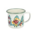 Tasse avec anse, émail, animaux de la forêt de Noël, Ø8 cm