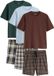 Next - Heren - Set van 3 jersey pyjama's met ruiten en korte mouwen - Blauw