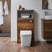 Hudson Reed Hoxton WC-Ombouw 60cm met Open Plank Donker Eiken - Milton Staand Toilet - Inbouw Reservoir met Chromen Spoelknop