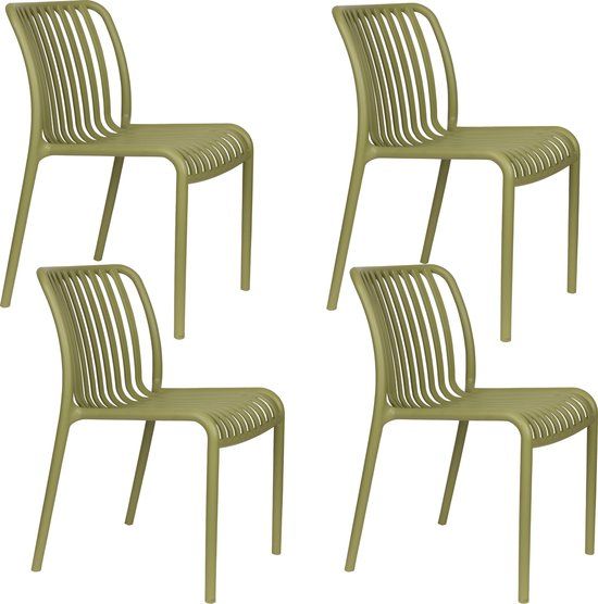 Housecraft Living Mante Tuinstoel Kunststof Groen - Set van 4