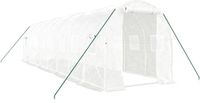 vidaXL Serre avec cadre en acier, blanc, 16 m², 8x2x2 m