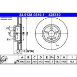 ATE Lot De 2 Disques De Frein 24.0128-0310.1 Volvo 31423305