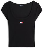 Tommy Jeans T-shirt Zwart Katoen/Elastaan Regular Fit Maat L