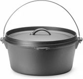 HENDI Pan en fonte – 7,2L – Met deksel en handvat – Noir – ⌀310x(H)155mm