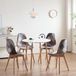 Scandinavische eethoek - Eettafel van rundhout met 4 stoelen - Stoelen met patchwork-stof bekleding - Massief hout - Moderne stijl - Geschikt voor keuken en eetkamer - Bruin