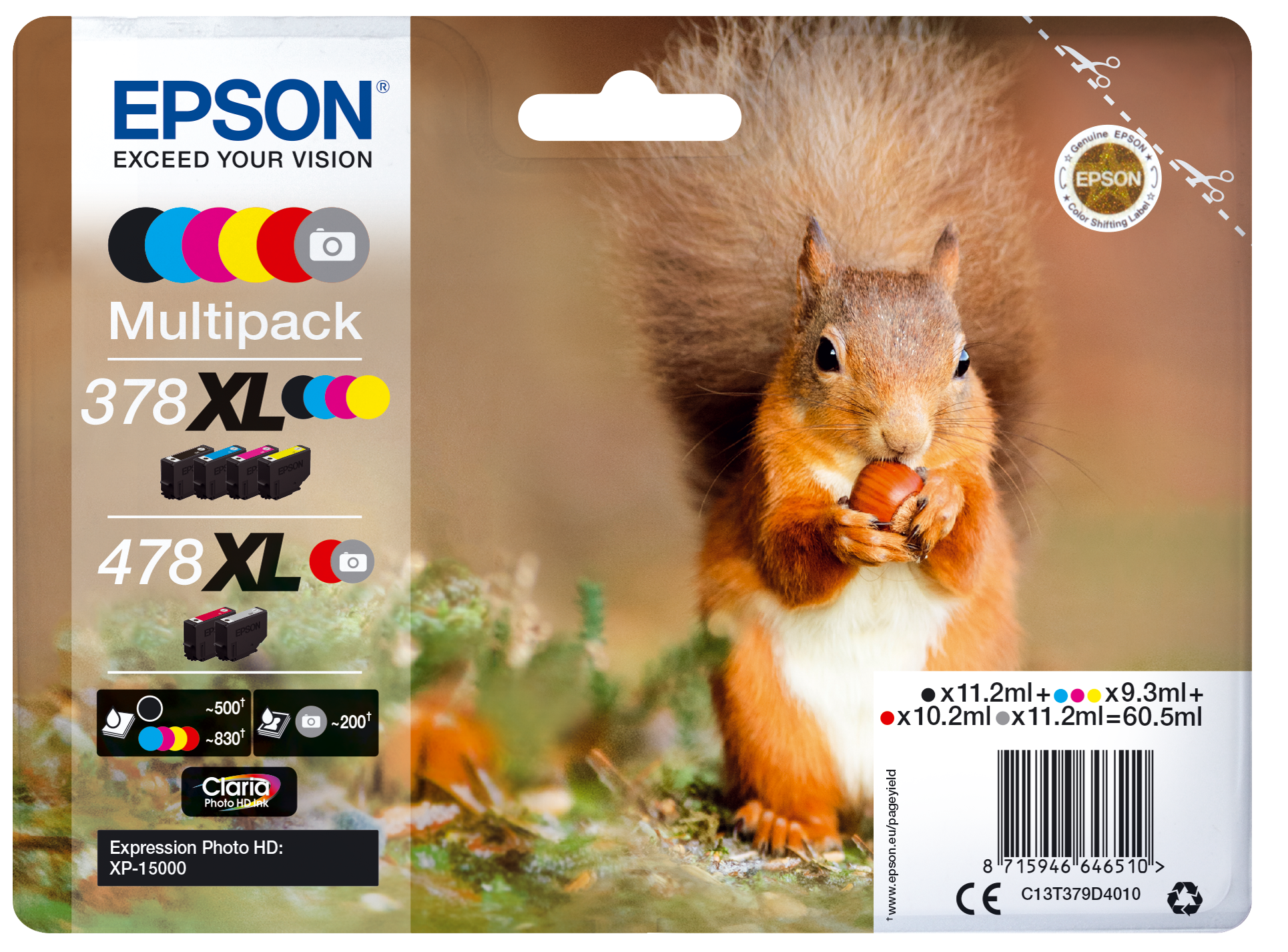 Epson 378XL / 478XL Claria Photo HD Ink Multipack - 6 kleuren