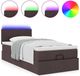 vidaXL - Bed - poef - met - matras - en - LED's - 90x200 - cm - stof - donkerbruin