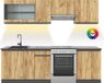 Vicco Complete keukeneenheid R-Line, Goudkleurig Eiken/Antraciet, 240 cm zonder werkblad met LED-strip