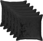 vidaXL Kussensloop 6 stuks Flanel Zwart 60 x 60 cm