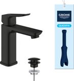 GROHE Dice eengreeps wastafelkraan met push-open afvoerset, matzwart