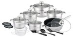Set d'ustensiles de cuisine en acier inoxydable de 18 pièces : casseroles à induction, marmites, poêles et ustensiles de cuisine