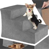 tectake® Hondentrap of kattentrap - Huisdiertrap - Instaphulp met wasbare hoes - Grijs