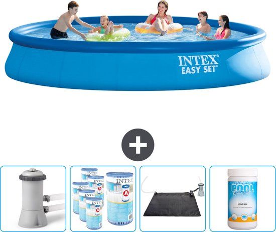 Intex Easy Set Zwembad - Rond - 457 x 84 cm - Blauw - Incl. Pomp, Filters, Solar Mat & Chloor