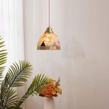 Merkloos Hanglamp met Scandinavische glazen kap en messing voet